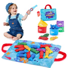 Kumomi Montessori Shape Matching Fishing Toy, 22 in 1 Cloth Fishing Game Set, 1, 2, 3, 4 Years, Early Development, Fingertip Training, Educational Toy, Counting, Color Classification, Learn Shapes,
