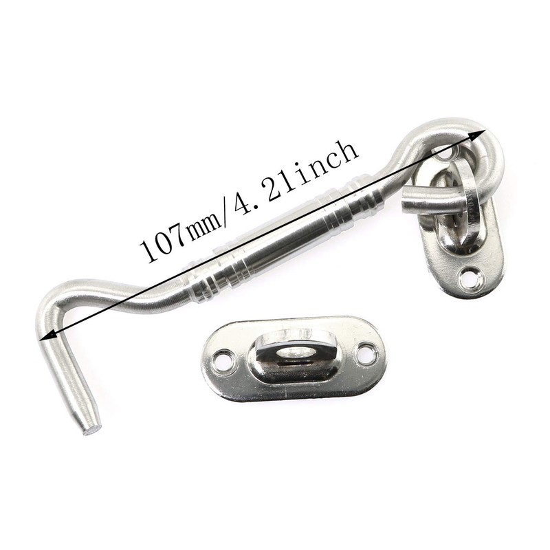 RLECS 4 Inch Cabin Lock Hook Eye Door Latch Stainless