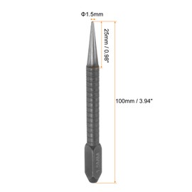sourcing map 2pcs Center Punch 1.5mm Carbon Steel Non-Slip Nail Setter Punch Tapered Alignment Center Hole Pin Tool for Plastic Metal Wood Scribe Marking