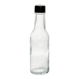 Restaurantware-Vetri 5 Ounce Woozy Bottles, 10 Empty Sauce Bottles With Black Caps - Dishwashable, Durable, Clear Glass Hot Sauce Bottles, For Salad Dressings, BBQ Sauce, Oil, Tincture, And More