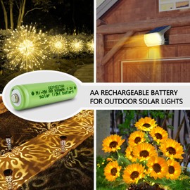 GENYESTAR NIMH AA Rechargeable Solar Light Batteries, Rechargeable AA Batteries 600mAh 1.2V Double A Rechargeable Battery Ideal for Garden Lawn Landscaping Solar Lamps,8 Pack
