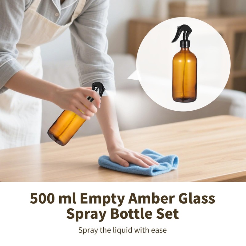 OMISTAR 6 Pcs 16 oz Amber Glass Spray Bottles for