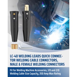 2 Pack LC-40 Welding Lead Quick Connector Fit for Welding Machine Accessories, 1/0 and 2/0 Welding Cable Connector, 350 Amp