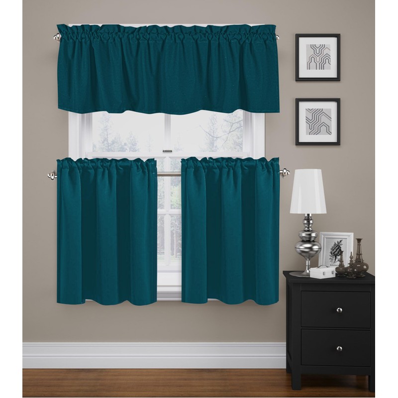 Native Fab 3 Piece Window Curtain Tiers 26"x36" and Valance
