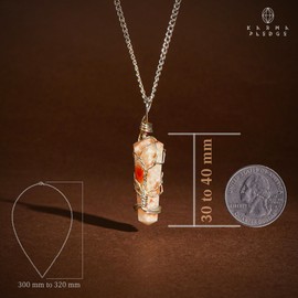 KARMAPLEDGE Crystal Necklace Birthday Gifts for Women, Mom, Natural Sunstone Healing Crystal Pendant Necklaces for Chakra Balance, Good Luck, Positivity, Meditation, Tree of Life Crystal Jewelry