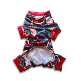 Christmas Dog Cat Pajama, Winter Holiday Santa Claus Cloth Jumpsuits for Small Boys and Girls Puppies Pets Doggie