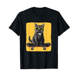 Cool Sunglasses Cat on a Skateboard for a Trendy Ride T-Shirt