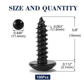 #10 x 5/8" Wood Screw 100Pcs Truss Head Phillips 18-8 (304) Stainless Steel Fast Self Tapping Screws Black Oxide by SG TZH