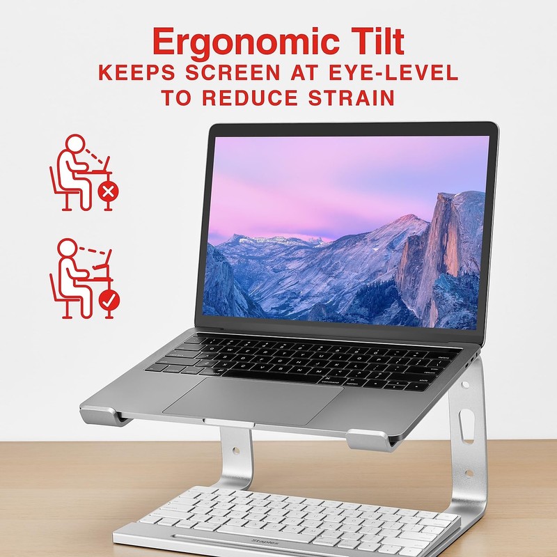 Staples TECH Adjustable Aluminum Laptop Stand ST62653 – 11"–17" Compatibility,