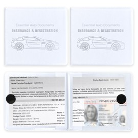 Ziciner Car Registration Insurance Holder, 2Pack Essential Auto Card Document Glove Box Organizer with Velcro Closure, Vehicle Interior Accessories Perfect for Most Car, Truck, SUV (B-Words/White)