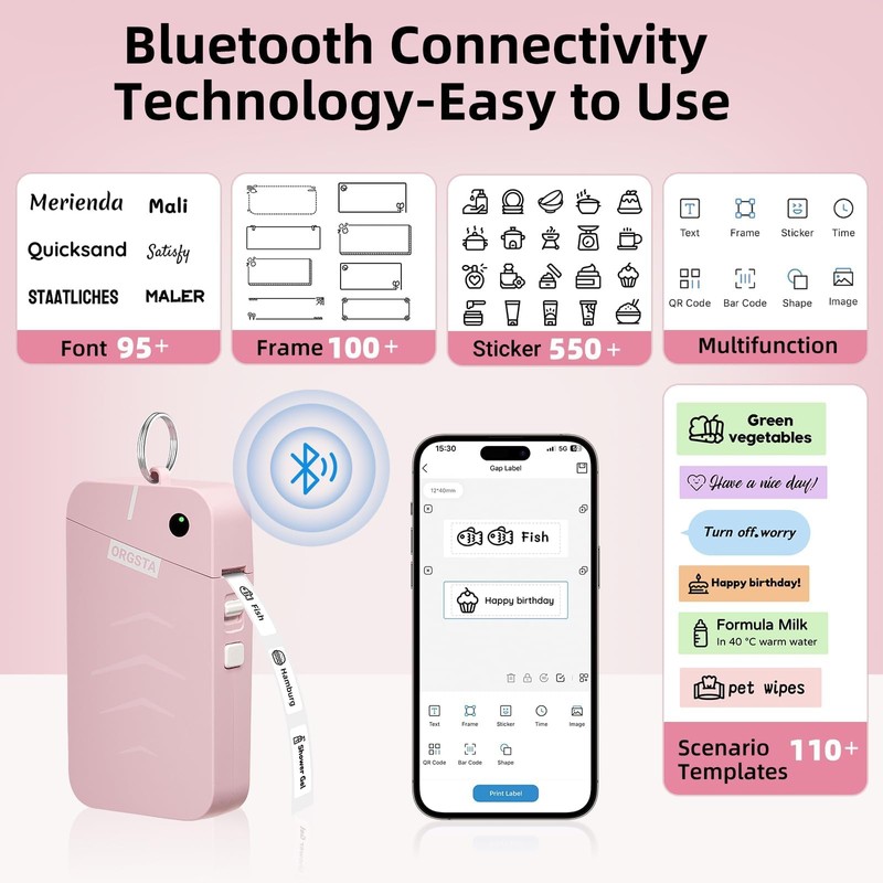ORGSTA Label Maker, S001 Portable Bluetooth Label Maker Machine with