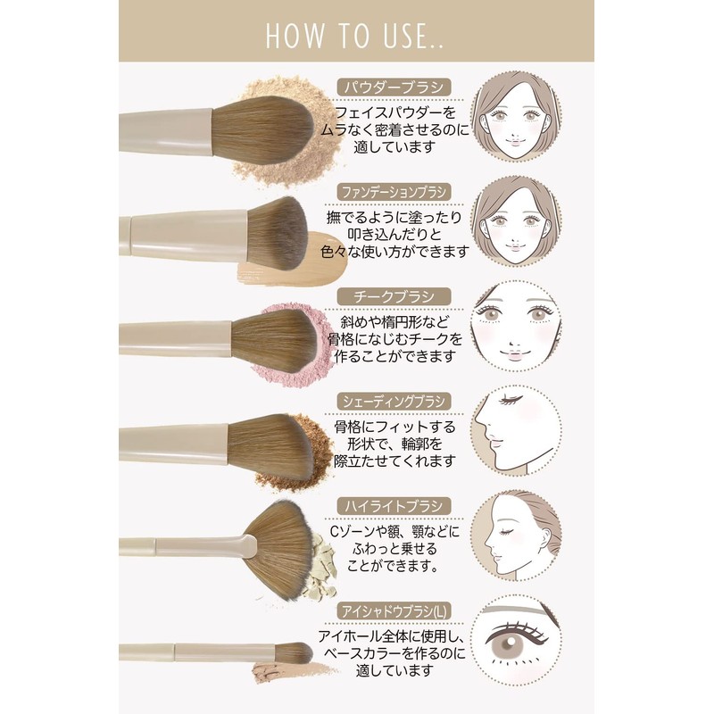 Frepice Makeup Brushes, Set of 10, Powder Brush, Concealer Brush,