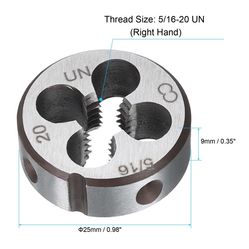 sourcing map Round Threading Die 5/16-20 UN Thread Right Hand