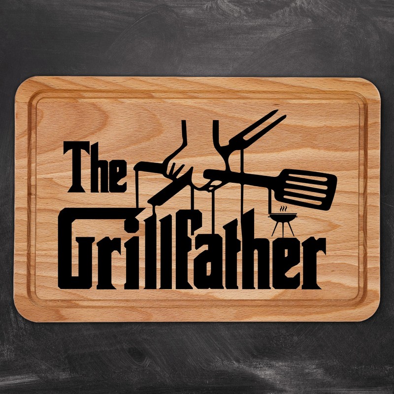 BBQ Chopping Board for Dad The Grillfather Cheese Meats Kitchen