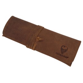 GERMANUS Pencil Case Strap, Leather, Made in the EU, Wild Brown, School bag set