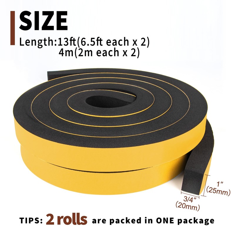 Yotache High Density Adhesive Foam Tape 1" Wide X 3/4"