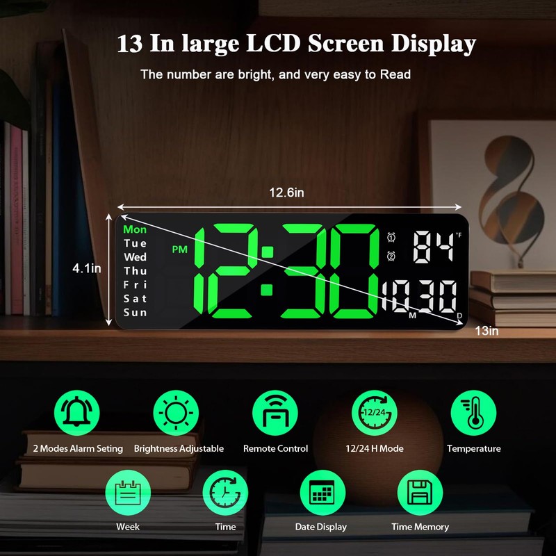 13 inch/16 Inch Digital Wall Clock, LED Wall Clock, Large