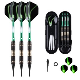 sanfeng Darts, Darts with Plastic Tip for Electronic Dartboard, 18/20 Grams, Soft Dart Set, 3 Darts + Extra Shaft Flights, Dart Tips, 50 Anti-Loss Rubber Rings