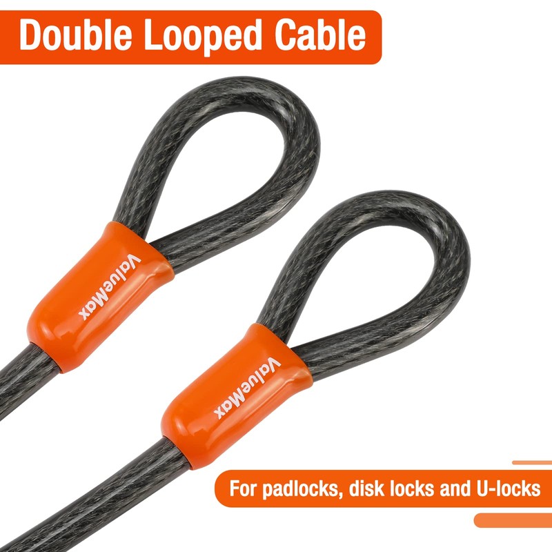 ValueMax Bike Lock Cable, 7FT/213CM x 12mm Bicycle Security Cable,