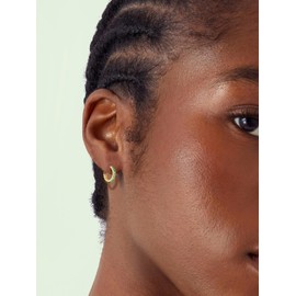 Green Sparkle Thick Hoop Earring for Women Mom Gold Plated Sterling Silver Emerald Earrings