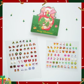 koutey Christmas Stick On Earrings for Little Girls 4-6 - Girls and Toddlers Christmas Sticker Earrings Self-Adhesive Craft Gem Jewelry Stickers, Christmas New Year Gift for Kids and Girls