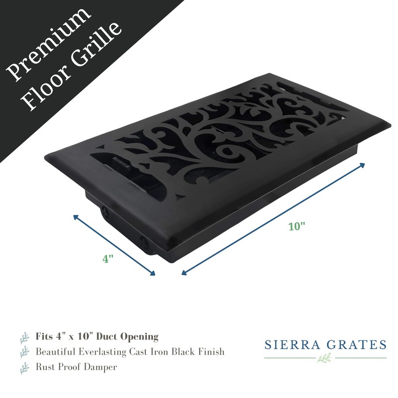 5 Pcs, Sierra Grates Precision Flow 4"x10" Steel Floor Register