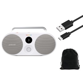 Polaroid P3 Music Player – Powerful Retro Portable Bluetooth Speaker with Big Sound, Rechargeable Battery, Dual Stereo Pairing, 3.5mm Aux Input, FM Radio, W/Pouch and Extra Charging Cable (Gray)