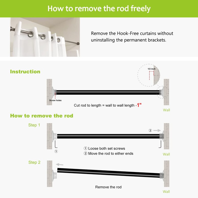 Naiture 60" Heavy-Duty Straight Shower Curtain Rod, Rustproof Stainless Steel