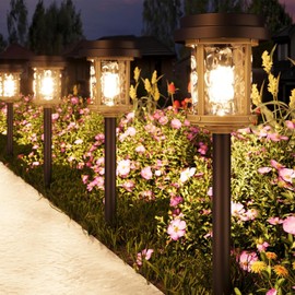 XMCOSY+ Solar Pathway Lights Outdoor, 6 Pack Solar Powered Garden Lights, 20 LM LED Glass Landscape Lights, Waterproof Lighting for Garden Yard Landscape Driveway Walkway