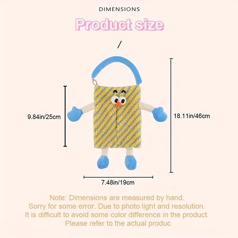 AIMALL Cute Monster Stripe Plaid Car Tissue Holder, Plush Backseat