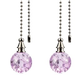 Savagrow 2Pcs Ice Cracked Ball Ceiling Fan Pull Chains Light Fan Pulls Decorative Beaded Chain Extender, Purple