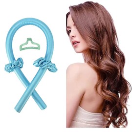 Women's Satin Heatless Curl Set, Heatless Curls Overnight, Heatless Styling Curling Rod, Sleeping Curl Styling Tool for All Hair Types Blue