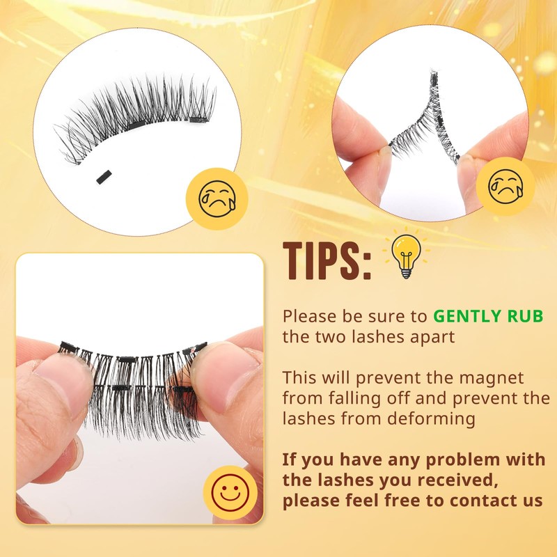QUEWEL Magnetic Eyelashes 2 Pair Reusable Magnetic Eyelashes with Applicator