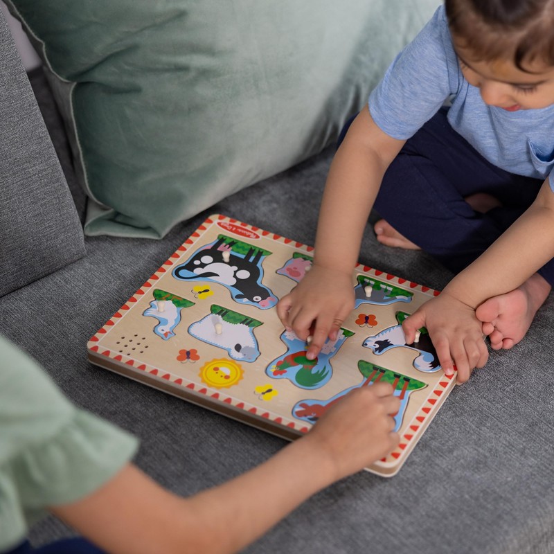 Melissa & Doug Wooden Light-Activated Sound Puzzle 2-Pack for Toddler