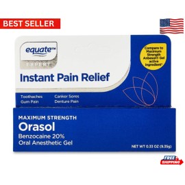 Equate Maximum Strength Benzocaine Orasol Oral Anesthetic Gel, 0.33 oz