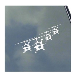 KLO Graphics, Huey Helicopters In Flight vinyl sticker decal Pilot Vietnam Veteran Army Air Force Marines Navy, White, 8 inch x 5 inch