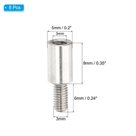 PATIKIL 8 Pcs M3x9+6mm Stainless Steel Standoff Extension Posts Screws,Metric Male Female Thread Adapters Spacer for PCB,Quadcopter Drone,Computer & Circuit Board Assortment Kit