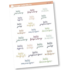 Hello Month Name Planner Stickers | Erin Condren Colorway | F17 | EC-174