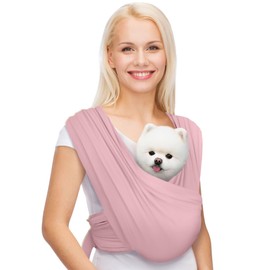 AnccoPlus Dog Carriers for Small Dogs, Front Facing Dog Sling Carrier, Hands Free Cat Carrier, Size Adjustable, Reducing Back Pain, Premium Cotton, Safe and Soft Dog Carrier (Regular, Light Pink)