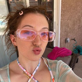 Tskestvy 2 Pack Square Rectangle Sunglasses for Women Men Y2K Retro Trendy Vintage Glasses 90S Cute Aesthetic (Pink and Pink)