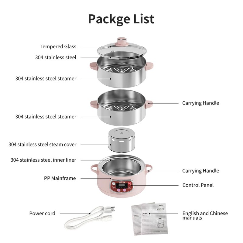 Bear Electric Multifunctional Food Steamer, One Touch Digital Steamer with