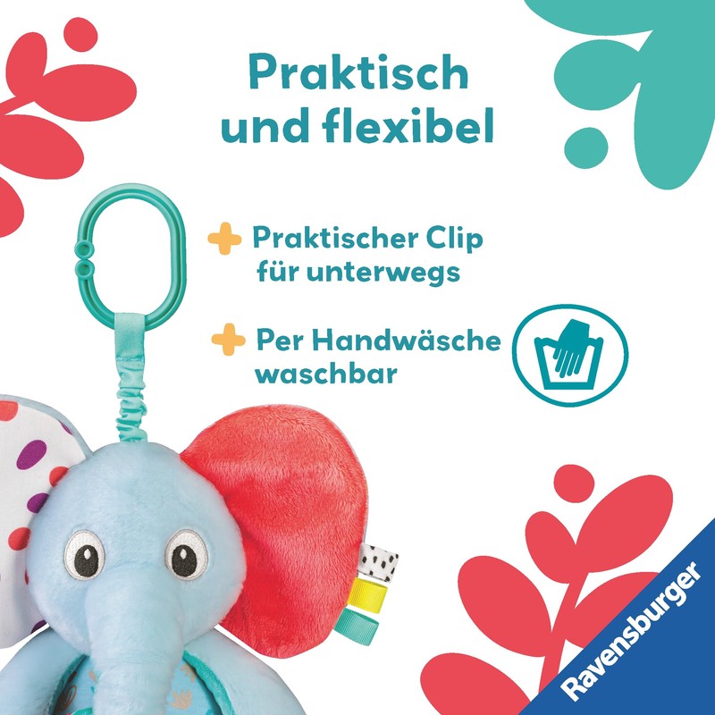 Ravensburger 4855 play+ Explorer Elephant, Cuddly Toy with Many Play