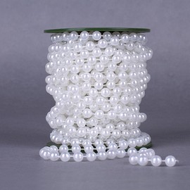rosenice Pearl Garland 10 m Beads Chains Decorative Pearl Cord Ribbon for Wedding Bridal Party Decoration (White)