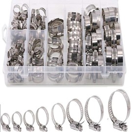 101 Piece Stainless Steel Hose Clamp Set,Worm Gear Hose Clamp Assembly,Adjustable Size Metal Hose Clamp Kit for Water Lines,Pipes, Oil Lines,Intercoolers and Pipes,Automotive,Mechanical Applications