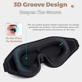 100% Blackout Sleep Masks for Women & Men, Ergonomic Design 3D Cutout No Pressure Sleeping Eye Mask, Eye Movement Friendly, Extra Soft & Comfortable for Travel