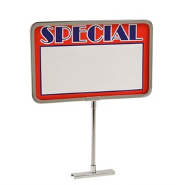 Retail Rack Chrome Frame Magnetic Base Sign Holder, 7" x 11" Card Display, 14" H - 1 Unit