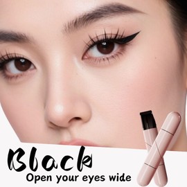 Eyeliner Stamp,Foldable Double Ended Winged Gel Eyeliners Pencil,Waterproof, Smudge Proof, Quick Drying Gel Eyeliner Set,Smudge Proof Pen for Beginners(Black)