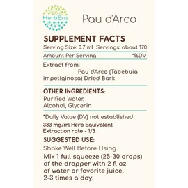 PAU d'Arco A120 Alcohol Herbal Extract Tincture, Concentrated Liquid Drops Natural Wildcrafted PAU d'Arco (Tabebuia Impetiginosa) Dried Bark 4 oz
