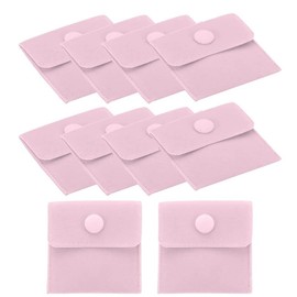 10Pcs Jewelry Pouches with Snap Button,7x7cmVelvet Jewelry Pouch with Snap Button Storage Bag,Velvet Jewelry Pouches,Jewelry Bags Storage Bags,Portable Soft Velvet Jewelry Bag (Pink)