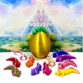 12pcs 3D Printed Articulated Baby Axolotl with Egg, Colorful Fidget Baby Axolotl Figures, Tiny Animal Figures, Fidget ADHD Autism Toy BA001-SET-GHE